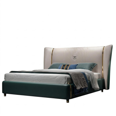 Luxusa guļamistaba divguļamā gulta gulta 180/200x200 cm ādas metāls jauns