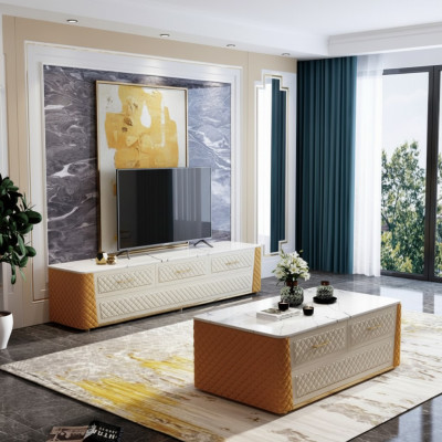 Sideboard TV Lowboard RTV XL kumode, marmora imitācija, 2 gabali