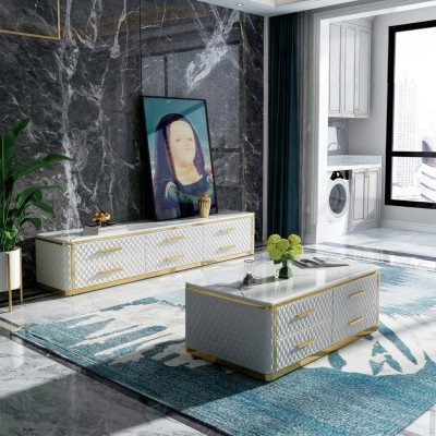 Tērauda Sideboard Ādas Mazogs Marmora imitācija Akmens galdi 200x40cm