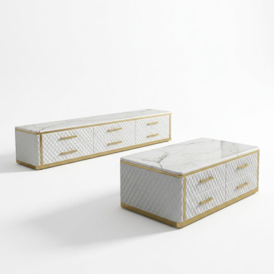 Tērauda Sideboard Ādas Mazogs Marmora imitācija Akmens galdi 200x40cm