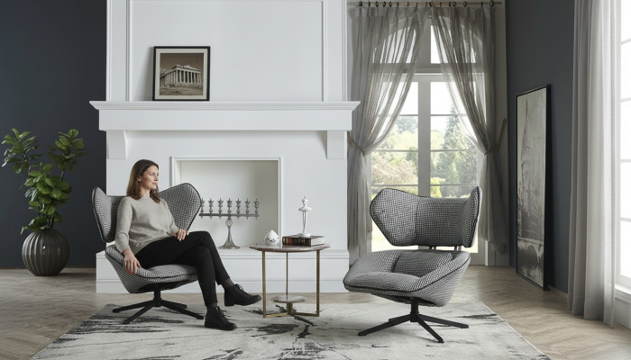 Lounge atpūtas luksusa televīzijas kluba mīkstais dizaina krēsls dīvāns sofa relakss audums