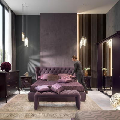 Guļamistabas itāļu mēbeļu komplekts Luxus Chesterfield 6 gab. Masīvkoks