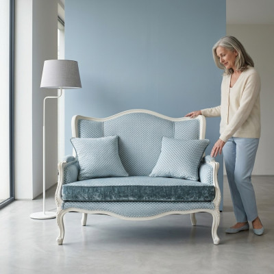 Dīvāns Tekstils Audums Sofa Grezns dizains Dizainers 2-vietīgs mēbeles Klasiskas mēbeles