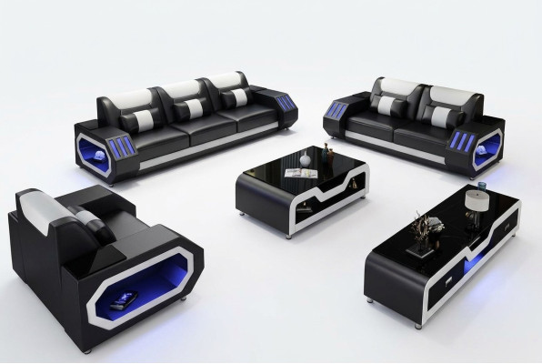 Sofas komplekts 3+2+1 sēdvieta Galds Skapīks Komplekts Dizains Moderne