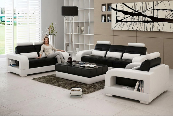 Ādas dīvāns Dīvāns Sofa komplekts 3+2 Komplekts Dizaina Moderns dīvāns 3-vietas garnitūra