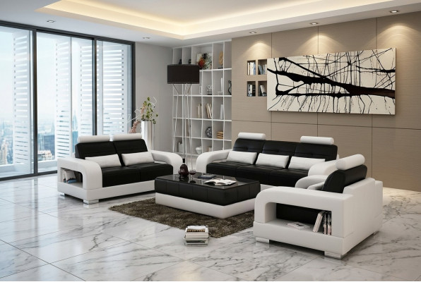 Ādas dīvāns Dīvāns Sofa komplekts 3+2 Komplekts Dizaina Moderns dīvāns 3-vietas garnitūra