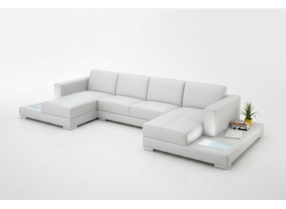 Dzīvojamā istaba Sēdekļi Dīvānu komplekts Ādas sofa Polster Eckcouchen