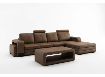 Ecksoma sofa komplekts 3 gab. dīvāns galds paklājs ādas komplekts dīvāni