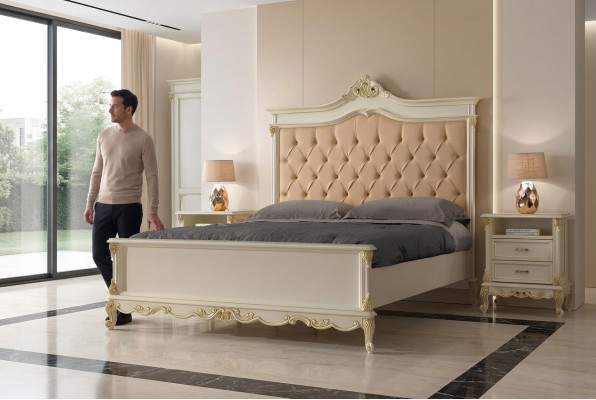 Gulta Chesterfield dizains luksusa viesnīcas gultas masīvkoks 180x200 guļamistabā Itālijas mēbeles