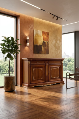 Sideboard Luksusa dizaina komoda Priekšskats Lowboard skapī Massīvkoks Itāļu mēbeles