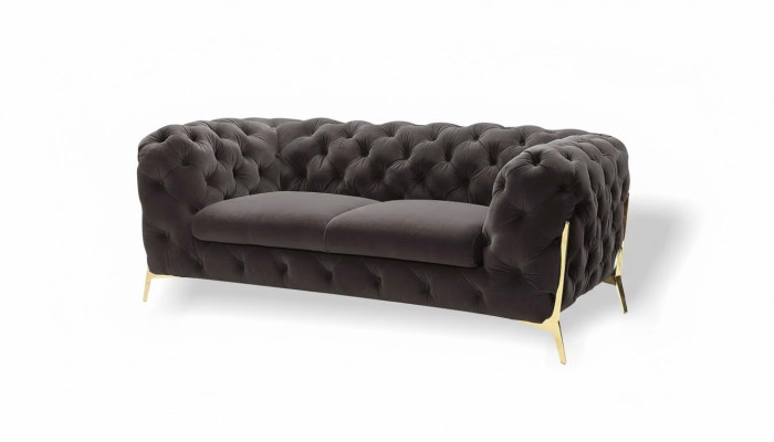 Chesterfield Samta dizainera dīvāns 2-vietīgs dīvāns audums Samts komplekts zelta kājiņas
