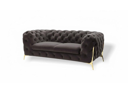 Chesterfield Samta dizainera dīvāns 2-vietīgs dīvāns audums Samts komplekts zelta kājiņas
