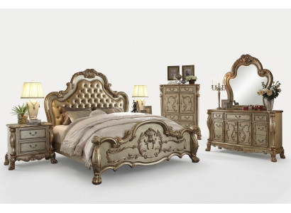 Gultas 2x naktsstāvus 3 d. guļamistabas komplekts dizainera luksusa gultas Chesterfield.