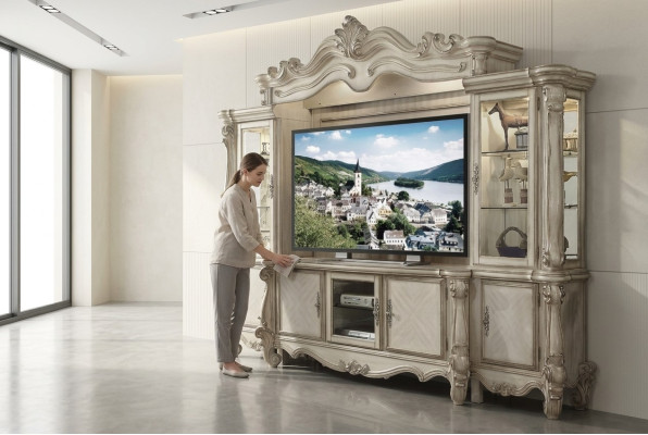 Klasiska dzīvojamā istaba TV siena koka stils baroka plaukts dzīvojamā istaba mēbeles