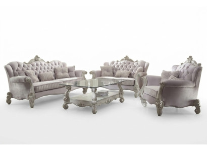 Sofas komplekts 3+2+1 sēdvieta dekoratīvā klasiskā dzīvojamās istabas solo sofai un dīvānai