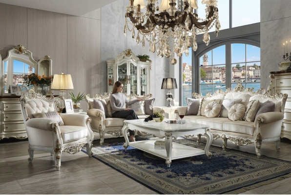 Sofas komplekts 3+2 vietu dīvāni Polsterēti dīvāni Klasiska dzīvojamā istabas ainava Sofas
