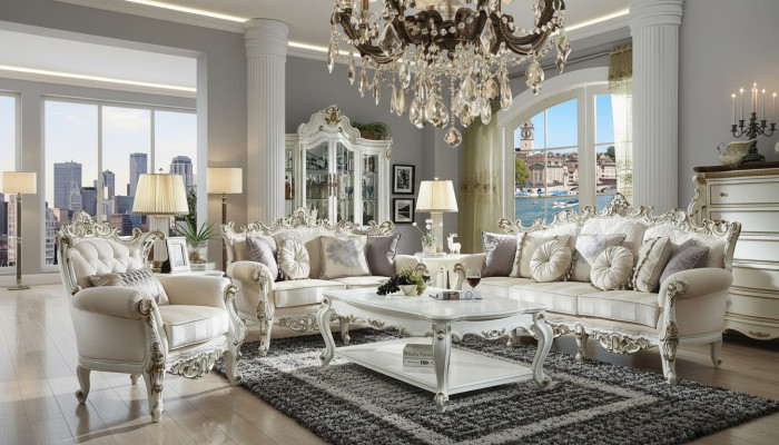 Sofas komplekts 3+2 vietu dīvāni Polsterēti dīvāni Klasiska dzīvojamā istabas ainava Sofas