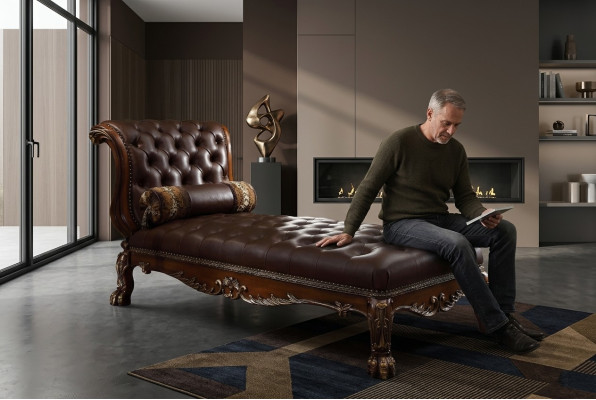 Chaiselongues Chesterfield Guļvietas Ottomane Chaise Sofa Dīvāns Chesterfield