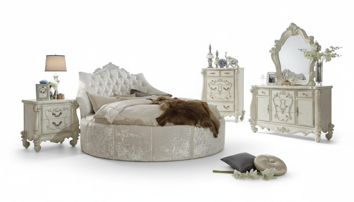 Apļa veida samta gulta Chesterfield luksusa apdare Ārvalstu tekstila viesnīcas gultas.