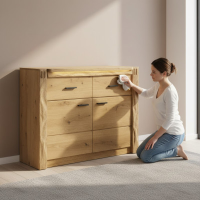 Dizaina komoda Komodes koks Anrihts Moderns sidebords Augsts skapis 116 cm Jauns
