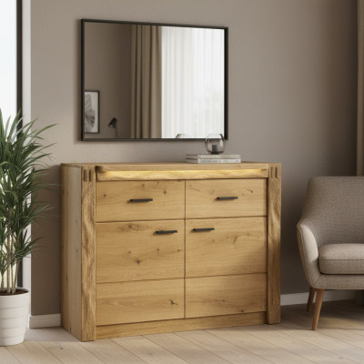 Dizaina komoda Komodes koks Anrihts Moderns sidebords Augsts skapis 116 cm Jauns