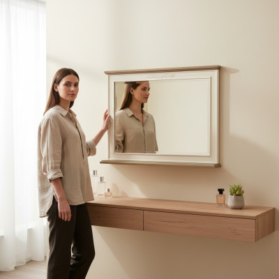 Spoguļa koka rāmis Sienas spogulis Klasiskais dizainera spogulis 97x70cm koka xxl lielais