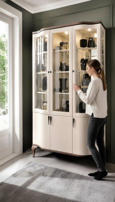 Skapji Vitrine Vitrīnas koks Čemsis Luksusa stikls Skapis Koka plaukts