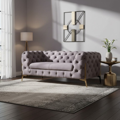 Dizaina Chesterfield divu vietu dīvāns ar auduma pārklājumu divvietīga samta jaunā dīvāna dizains.
