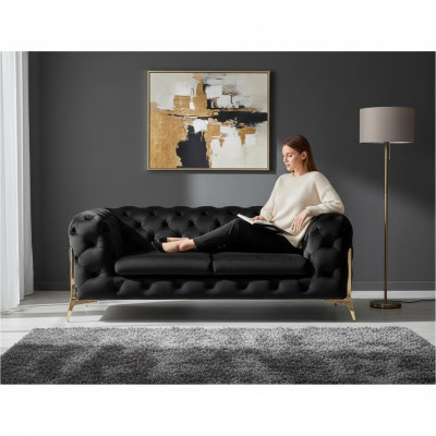 Dizainas Chesterfield Sofa 2-vietu dīvāns Samts apdare tekstila dīvāni Divvietīgie Jauni
