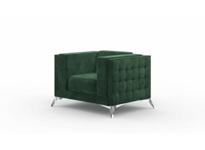 Chesterfield krēsls 1-vietīgā dīvāns ar jaunu auduma pārklājumu televizora galdam.