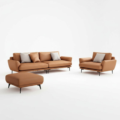 Sofas komplekts 4+3+2 ādas dīvāns Dīvāns dzīvojamai telpai Komplekts Dizaina mūsdienīgs dīvāns