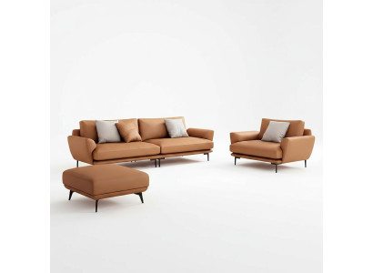Sofas komplekts 4+3+2 ādas dīvāns Dīvāns dzīvojamai telpai Komplekts Dizaina mūsdienīgs dīvāns