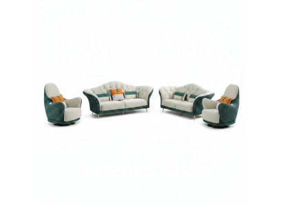 Sofas komplekts 3+2+1 sēdvietas ādas dīvāns Kanapējs komplekts dizains Beisais Zalais