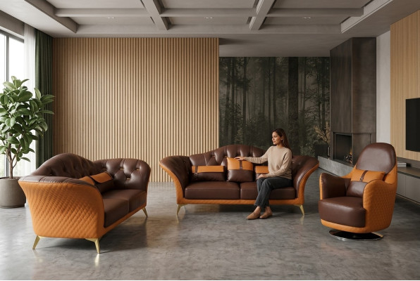 Sofa komplekts 3+2+1 sēdvietas dzīvojamā zona Dīvāns Aramats Virtuves komplekts Ādas dīvāns