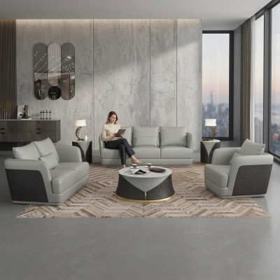 Ganrīts 3+2+1 sēdvietu galds 2x papildgaldu mājokļa zona sofa dīvāns 6 daļas.