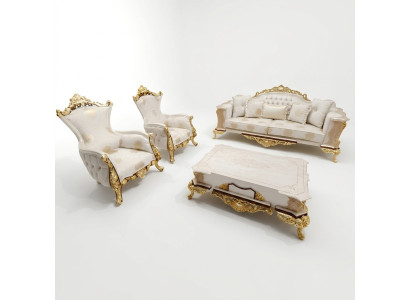Sofa komplekts 311 + galds no koka, dzīvojamā istaba, luksusa Chesterfield stila jauns audums