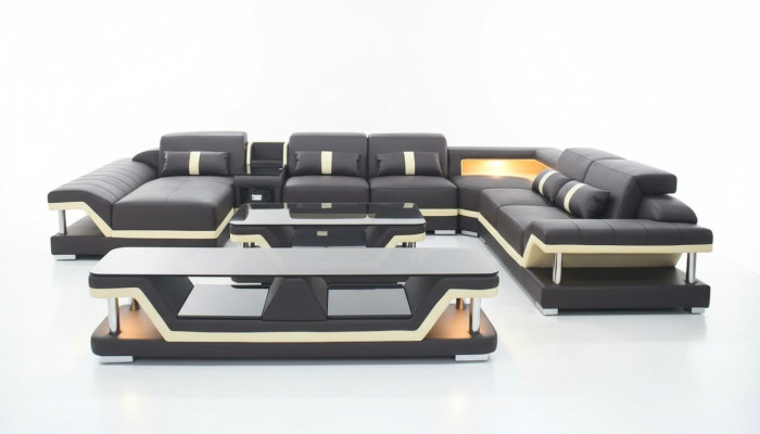 Mūsdienu dizaina dzīvojamā istaba Sofa Stūra dīvāns Polster Couch rtv Couchtisch Leder