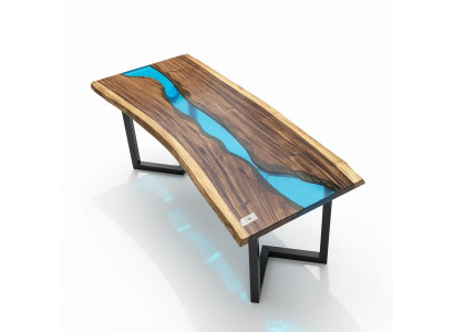 Epoksīda smilšu tase River Table Reāls koksēts masīvs, galdi 120x60
