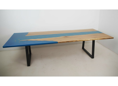 Ēdamgalds River Table Reāls koks Upe galds Epoksīda sveķi 260x100 Masīvs