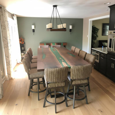 Ēdamgalds River Table Masīvie galdi 240x100 Upe galds Epoksīda smaile jūra Ūdenskritums