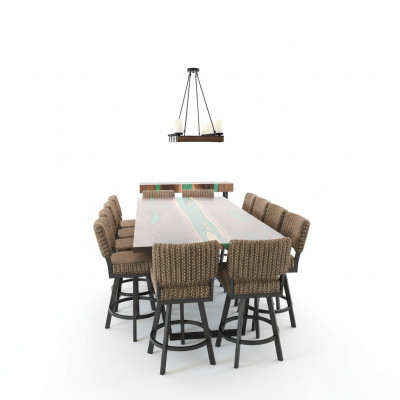 Ēdamgalds River Table Masīvie galdi 240x100 Upe galds Epoksīda smaile jūra Ūdenskritums