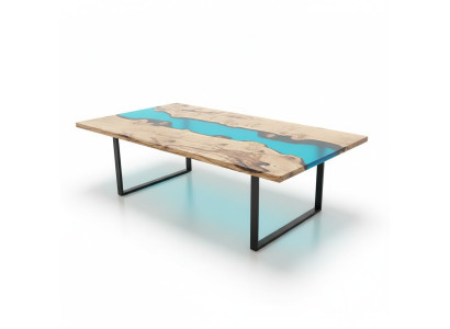 Upes Tabulas Ēdamgalds Dizaina Galds Moderns Mēbeles 220x100 Epoxy Resins Okeāns Jūra