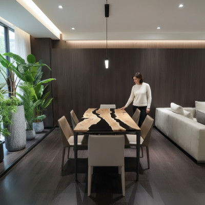 Gultas galds Black River Table Reāla koka upes galds 220x90 Galdi Epoxy Resins Jauns