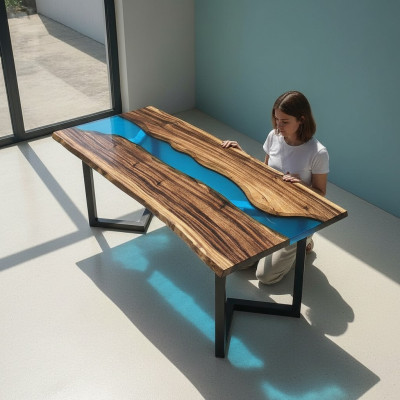 Galds River Table, masīvs, galdi 100x50, upes galds jūra ūdenskritums