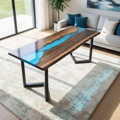 Galds River Table, masīvs, galdi 100x50, upes galds jūra ūdenskritums