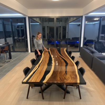 Konferences sapulce River Table Reāls koks Epoksīda smiltsērkšķa galdiem