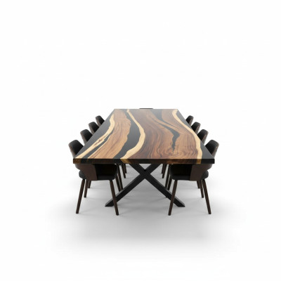 Konferences sapulce River Table Reāls koks Epoksīda smiltsērkšķa galdiem