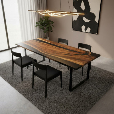 ēstgalds Black River galda īsts koks 220x95 galds epoksīda sveķos jauns