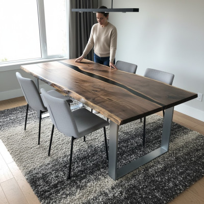 Galds ēdamgalds galdi epoksīda sveķi epoxy reāla koka masīva dizaina mēbeles 220x90