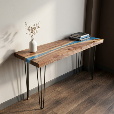 Konsolentisch Sideboard Reāla koka dizaineru galdi Epoksīda svešu upju ūdenskritums